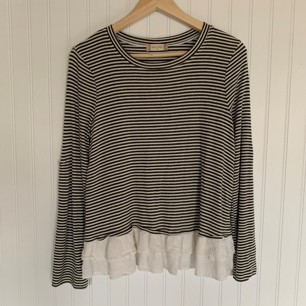 Alter'd State green white stripe knit t-shirt S